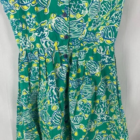 Lilly Pulitzer Vintage Green Turtle Print Dress Women's Size 8 - Picture 12 of 16